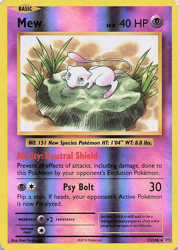 Mew - Pokemon Reverse Holo Holo Rare 2016 Evolutions 53/108 HP