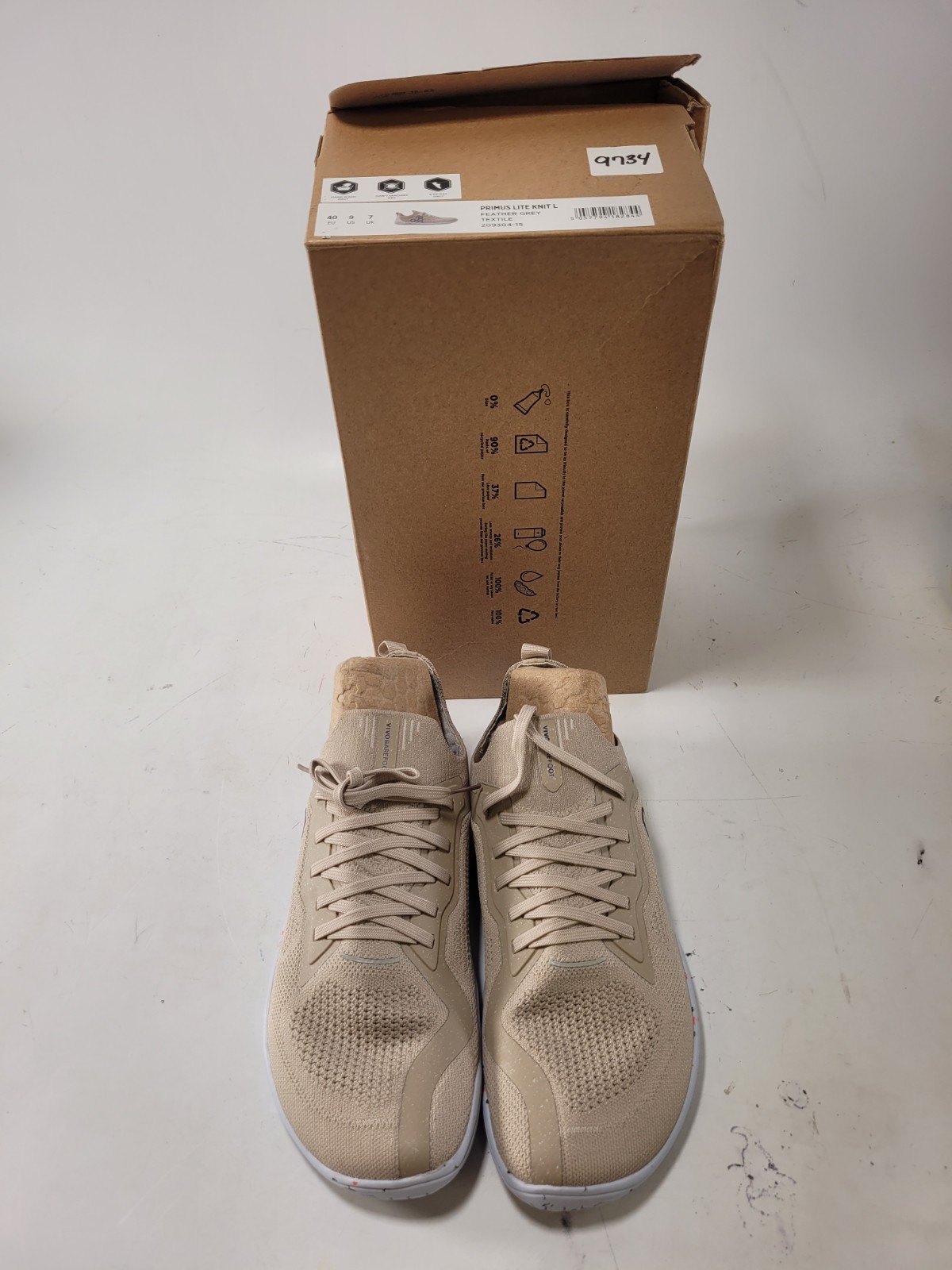 Vivobarefoot Primus Lite Knit L Womens 40 US 9 Feather Grey Barefoot Shoes