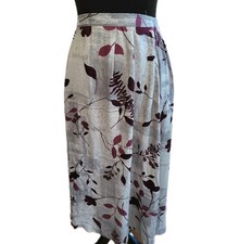 Vintage 90s Gray And Burgundy Floral Midi Skirt Sz 12 Whimsygoth Artsy Grunge