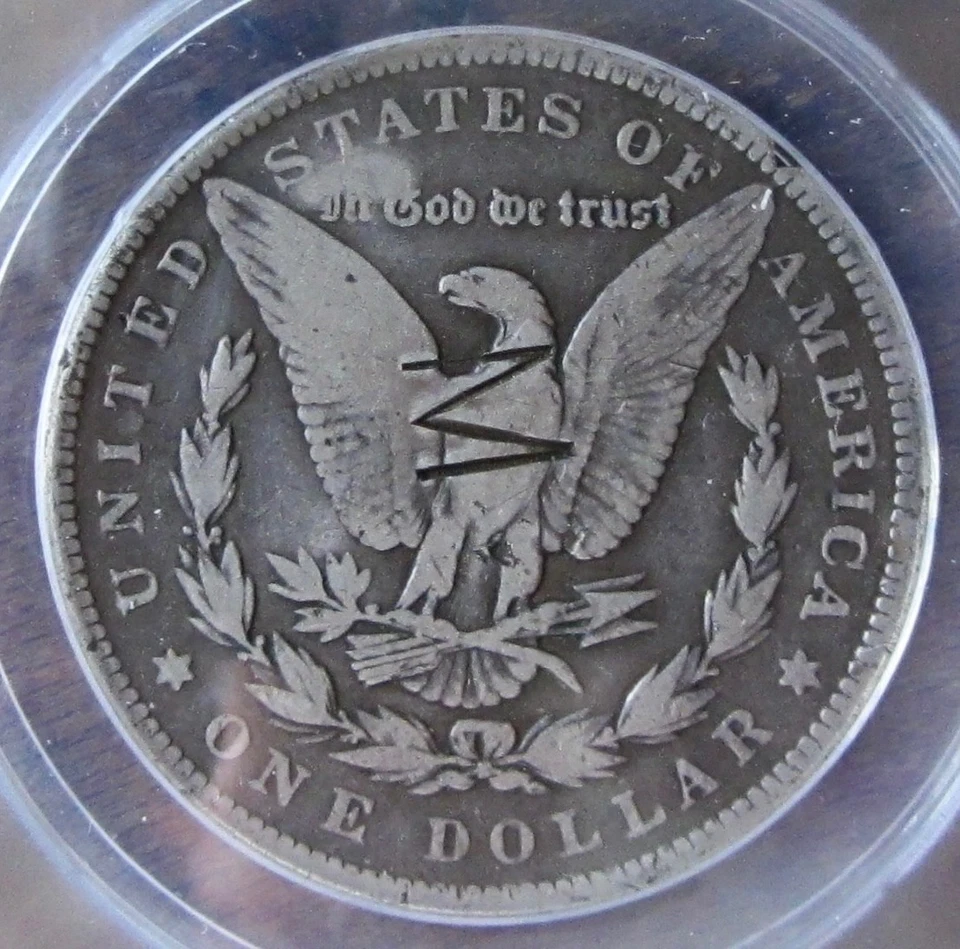 1893 $1 Morgan Silver Dollar Rare Key Date ANACS VG 10 Counter Marked Test Cut - Image 4 of 4