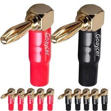 4mm Banana Plugs Right Angle 6 Pairs, 24k Gold Plated 90 Degree Speaker Conne...