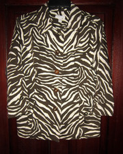 Charter Club Size L Stretch Cotton Jacket Shirt Top Button Pockets Brown Beige