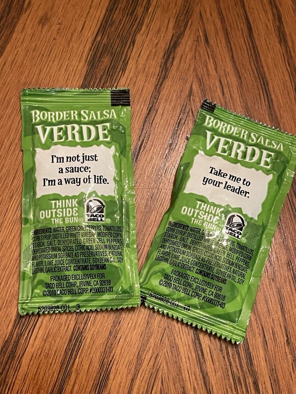 Taco Bell Border Salsa Verde Taco Sauce 2 Packets  *** ORIGINAL RECIPE ***