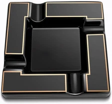 Large Black Ceramic Cigar Ashtray for Indoor/Outdoor Use - Perfect Gift!