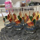 6 Vintage  Ella's Rooster/Chicken Pristine Glass 12oz Libbey's Tumblers — photo 6