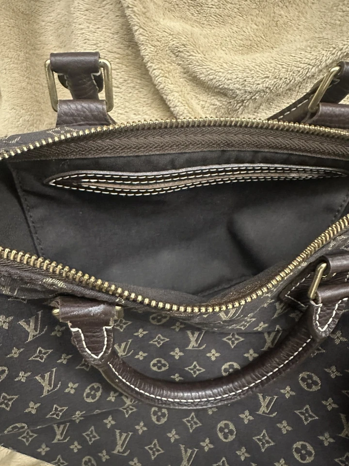 sac Louis Vuitton modèle Speedy 30 Monogram Mini Lin coloris marron foncé taupe - Photo 2/4