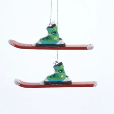 KURT S. ADLER SKIS w/ BOOTS CHRISTMAS TREE ORNAMENT