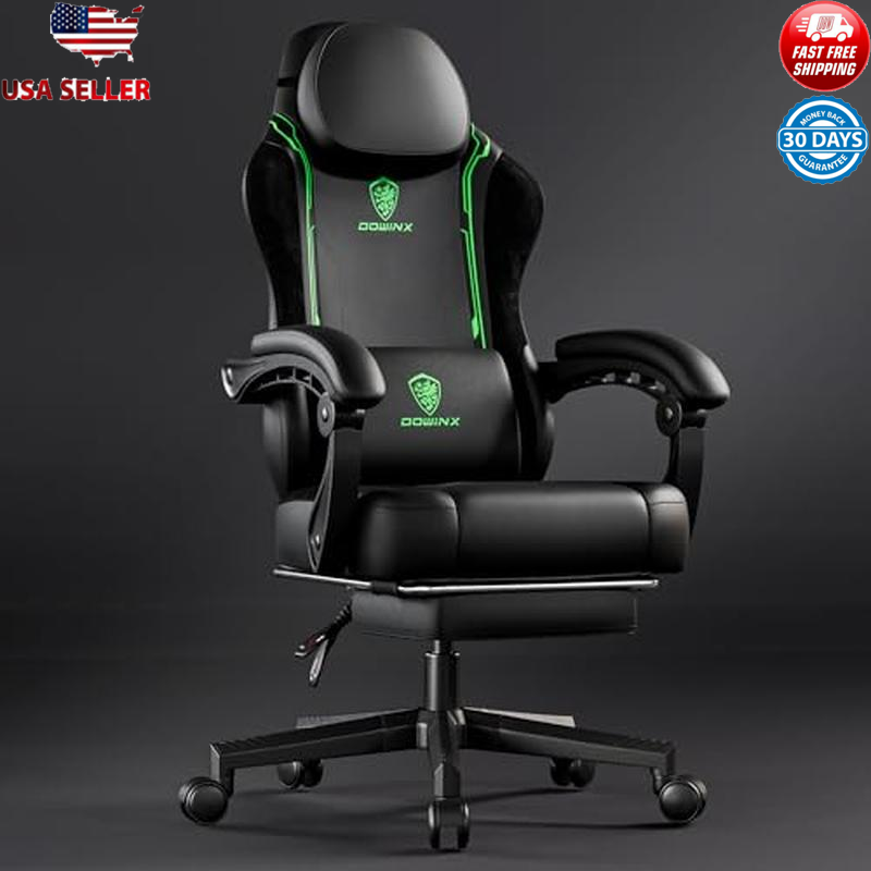 Ergonomic Gaming Chair W/ Massage Lumbar Support Footrest Pocket Spring Cushion-image