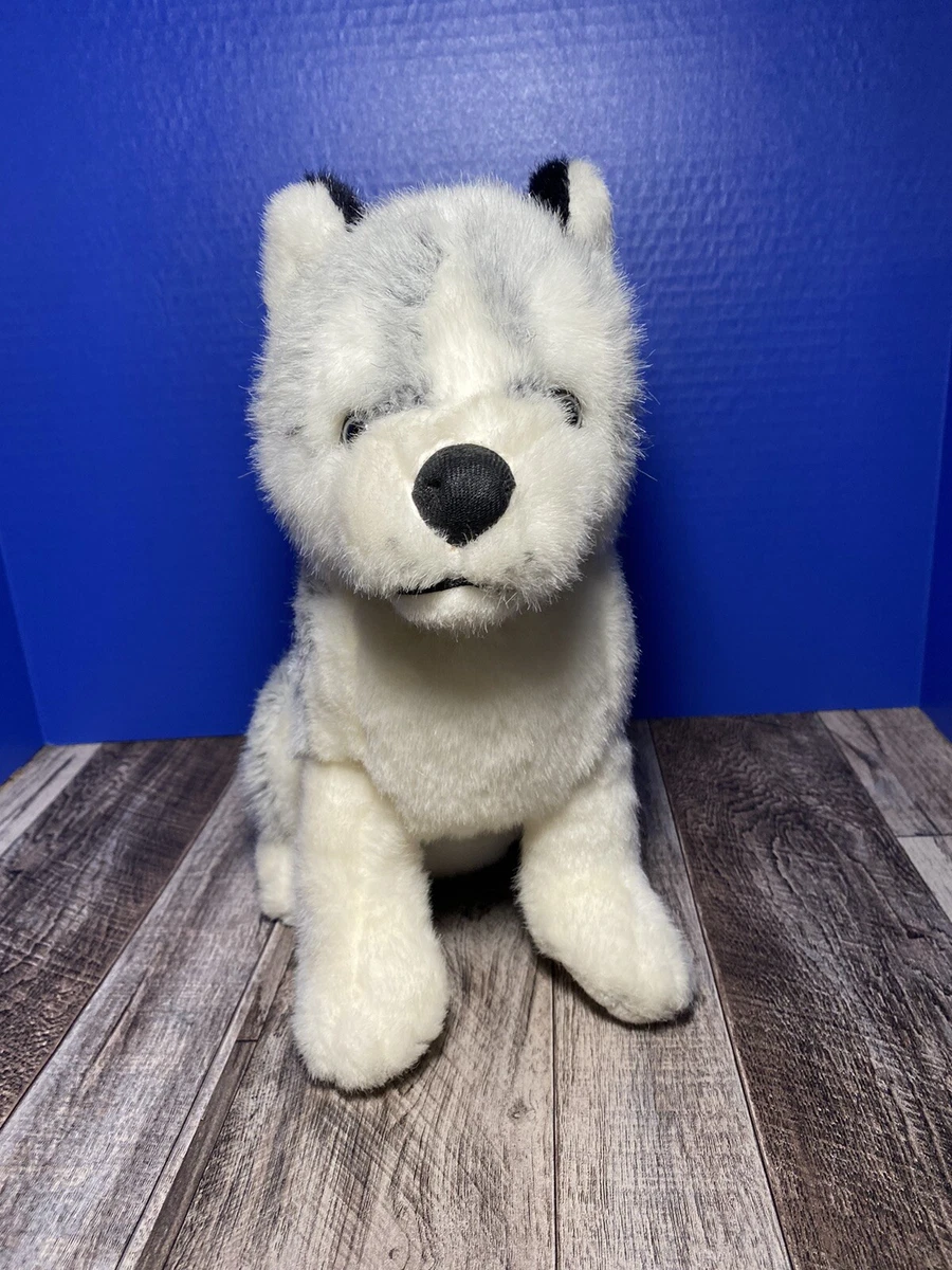 Vintage Kellytoy Plush Dog Husky Puppy Stuffed Animal Frosted Gray