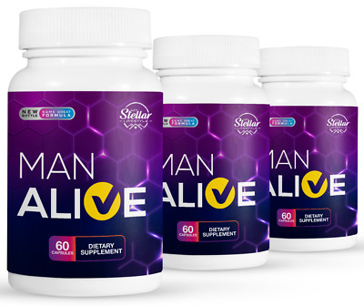 3 Pack Man Alive, stamina libido vitality pills for men-60 Capsules x3