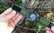 20 22mm Military Green Adjustable Survival Paracord Watch Band Strap ANY WATCH
