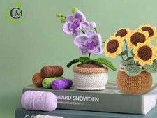 DIY Crochet Flower Kit | Sunflower or Orchid | Beginner Knitting Set | Handmade