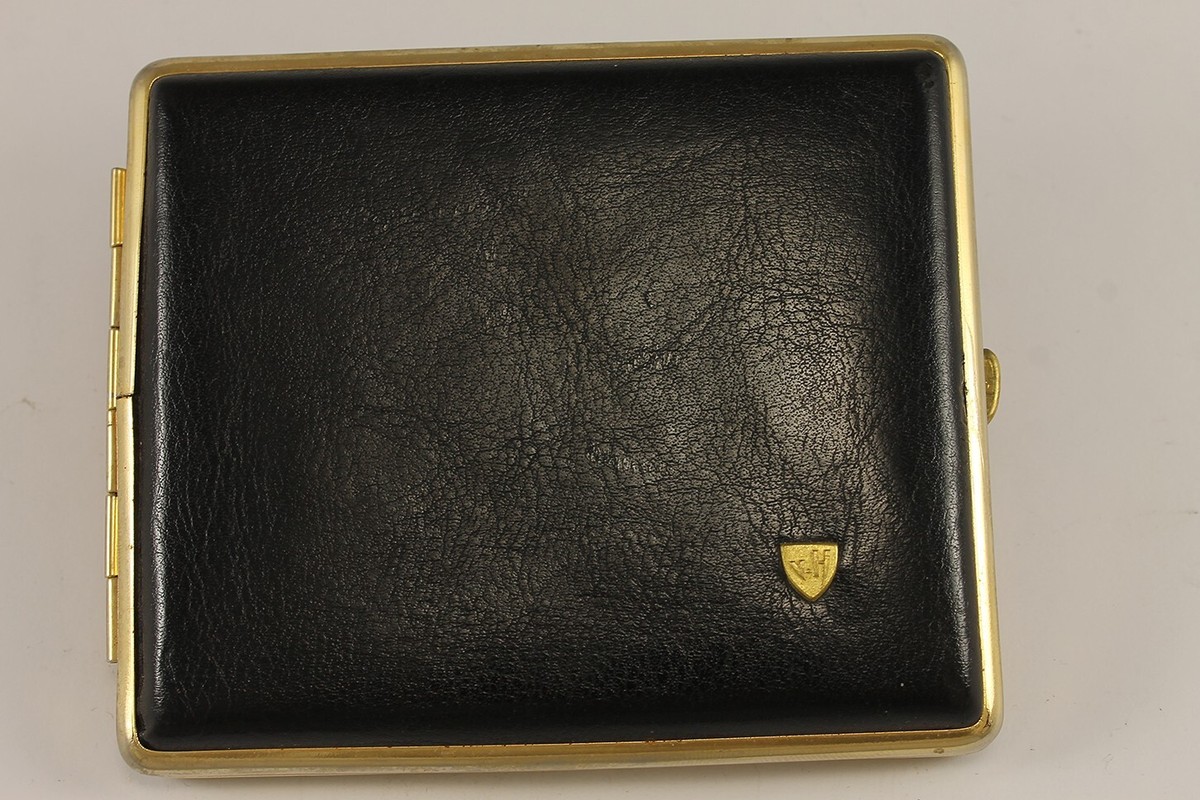 Vintage German VH Leather Wrapped Cigarettes Case