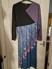 LADIES SOFT STRETCH PRINTED WRAP FRONT WINTER MAXI DRESS NEW SIZE 3XL (REF43)