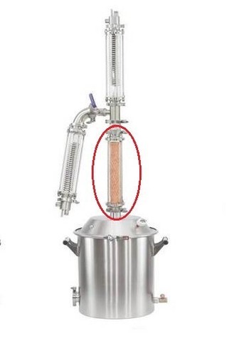 Glasturm mit Kupferfilter Alkohol, für Destillieranlage, Башня очистки самогона