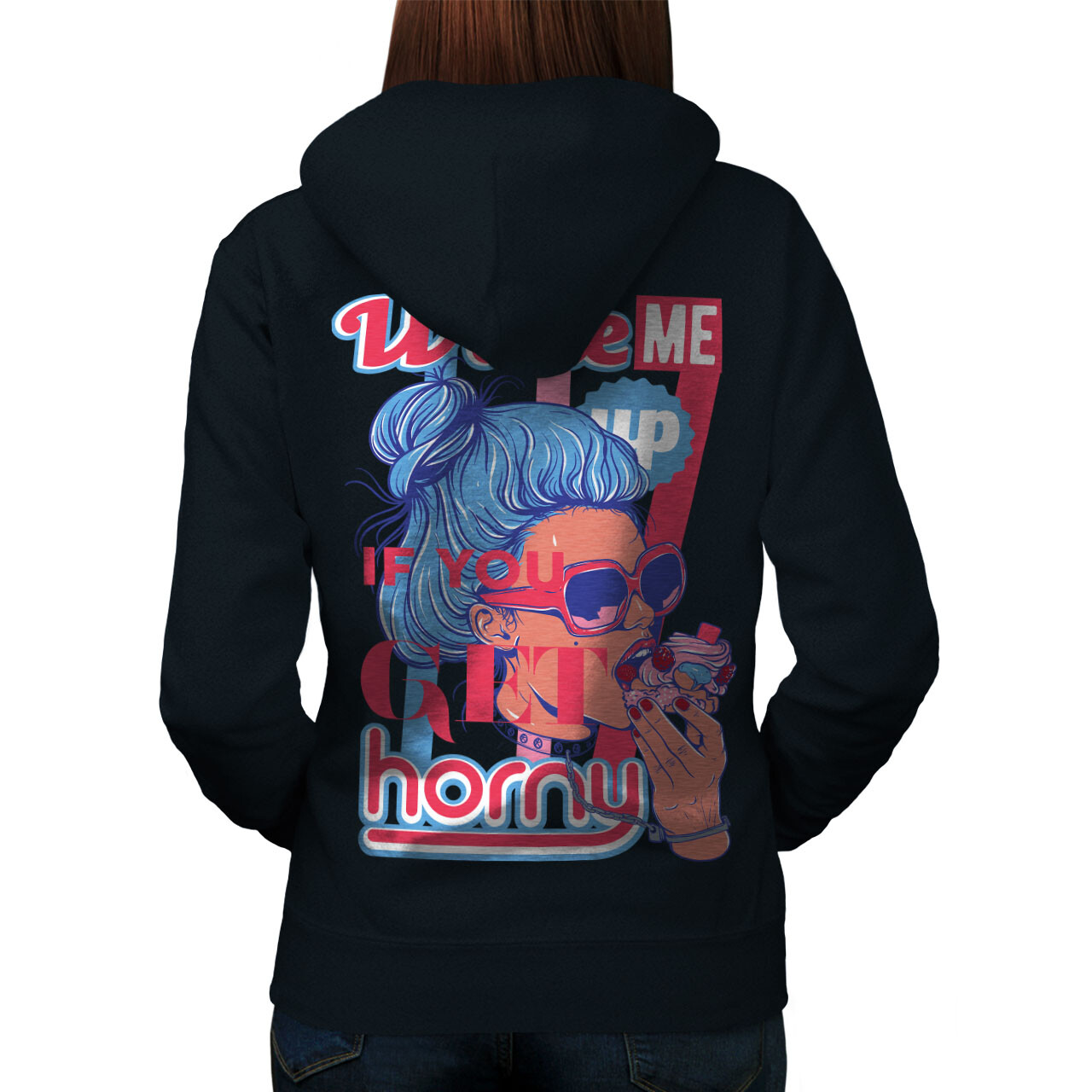 Wellcoda Horny Morning Love Kinky Womens Hoodie Back