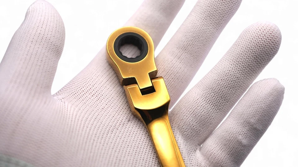 Gold 10mm Ratchet Wrench Keychain Socket Mini Stubby Wrench for Car Battery Nut - Image 2 of 4