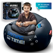 FranFusion Blue Inflatable Gaming Chair for Kids with Cup Holders  Side Pocket