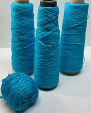 Lucci Yarns Cotton Tape Lot of Cones Mercerized Turquoise 1,576 YdsNewNo Labels
