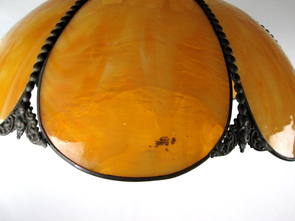 Colgante de 8 paneles de vitral de escoria vintage pantalla de luz 10 1/2" H 17 1/2" W Foto 4 de 4