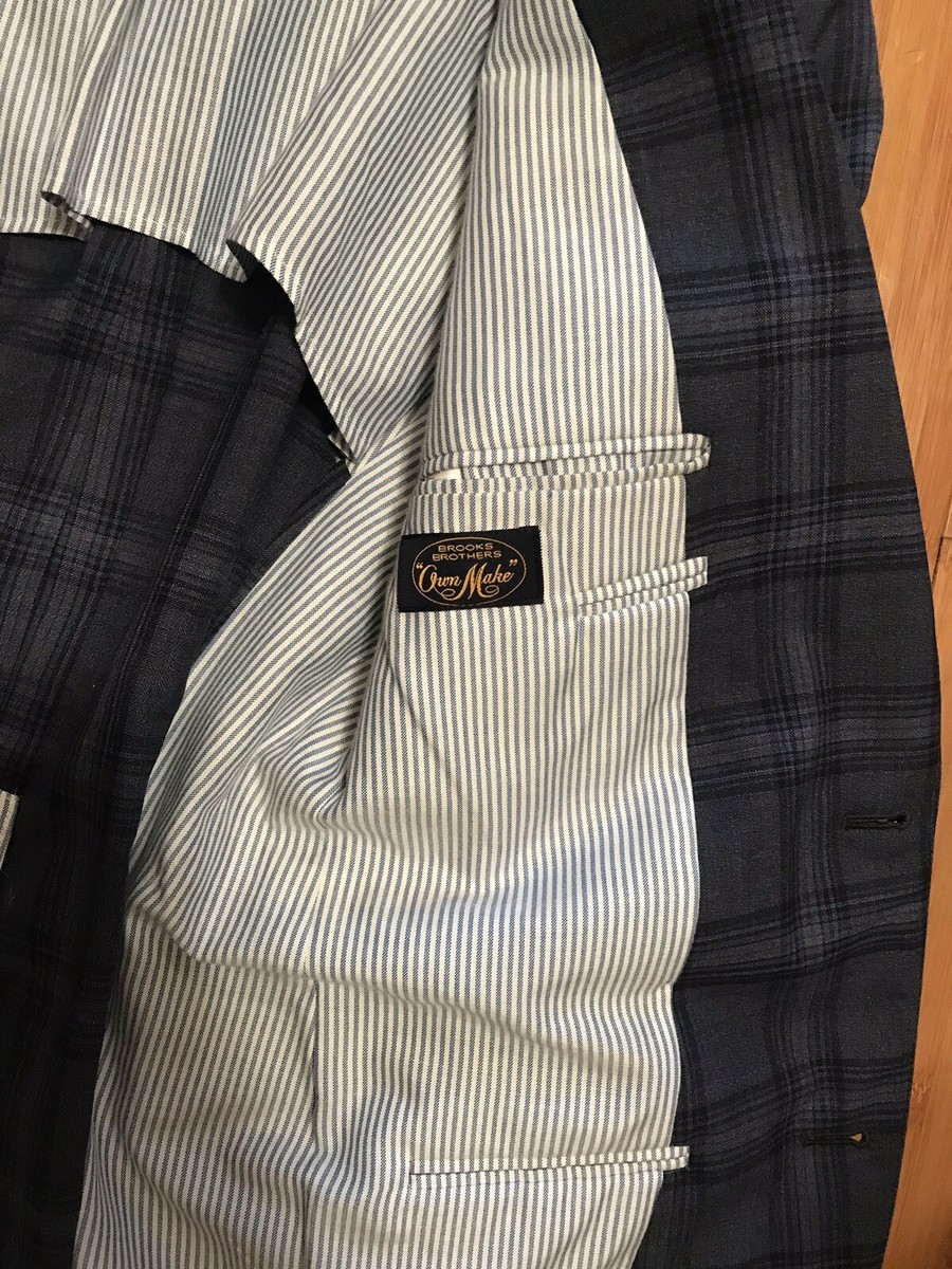 Brooks Brothers Own Make 38R Blue Plaid Blazer Sport Coat 38 Brooks Brothers Own Make 38R Blue Plaid Blazer Sport Coat 38