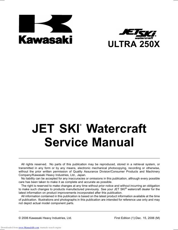 Kawasaki Jetski Ultra 250x Service Manual | 2007 | MAILED CD
