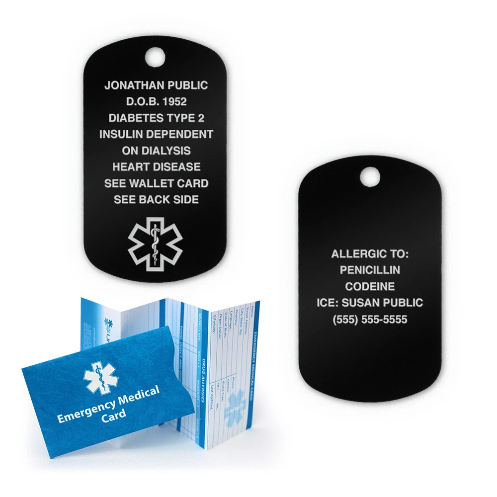 Medical alert dog tag top