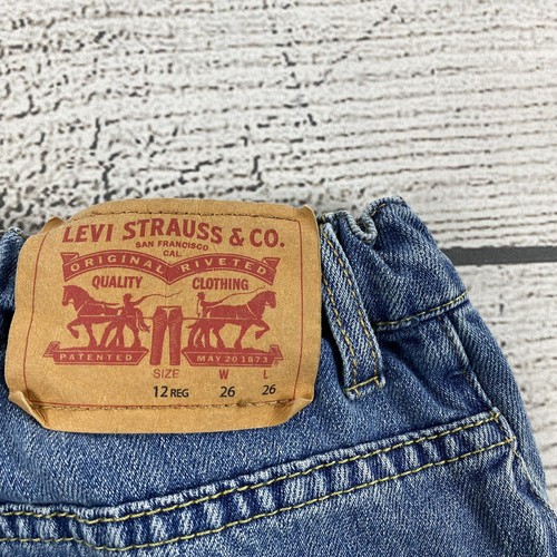 Levis 502 Taper Jeans Boys Size 12 R Distressed Adjustable Waist Denim Pants - Picture 4 of 13