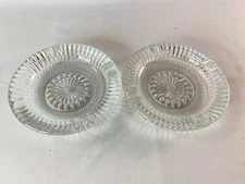 2 Vintage glass ashtray Set - Matching Pair - Sunburst Pattern MCM