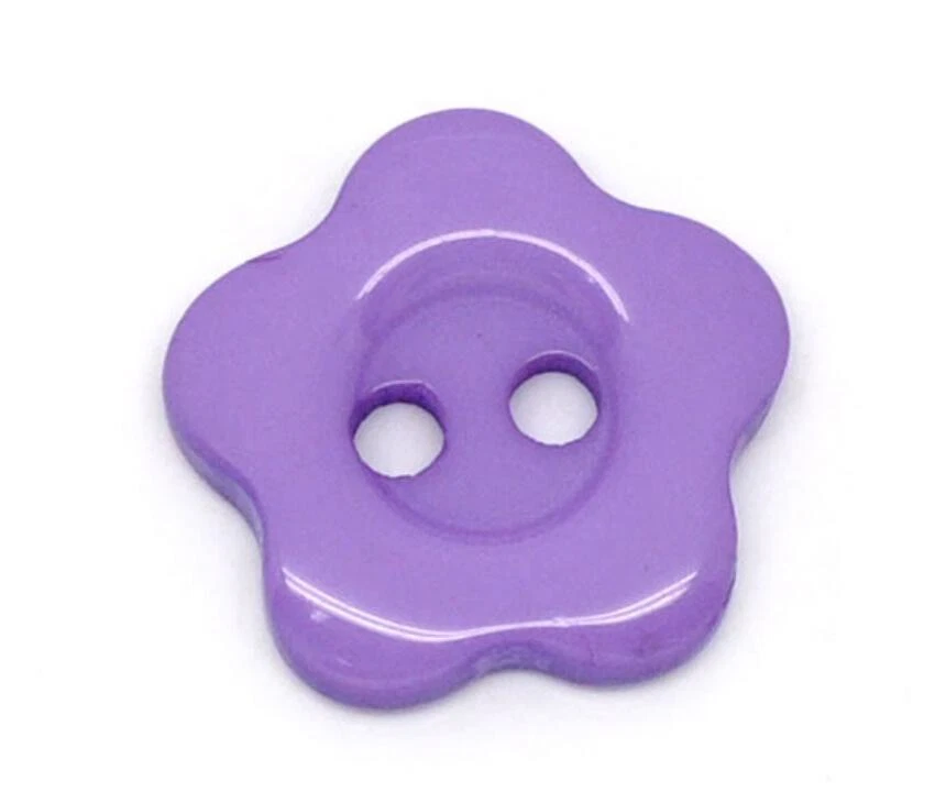 12PCS Purple Resin Two Hole Flat Button Flower Shape DIY Sewing Kids 14MM/22L - Image 2 of 3