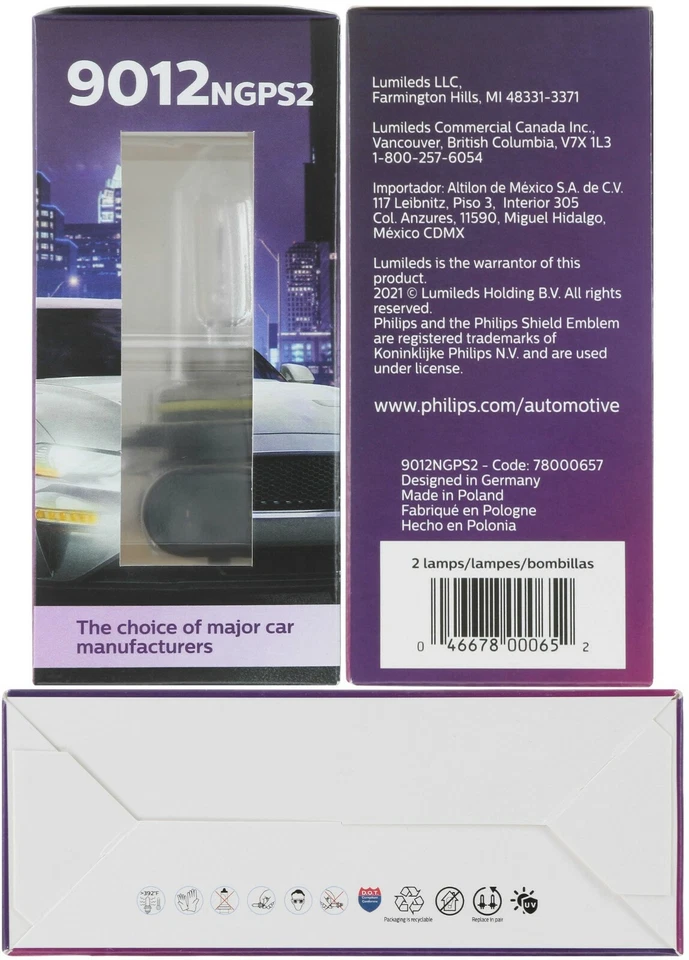 Philips Night Guide Platinum 9012 55W Dos Bombillas Cabezal Luz Reemplazar Lámpara Stock OE Foto 4 de 4