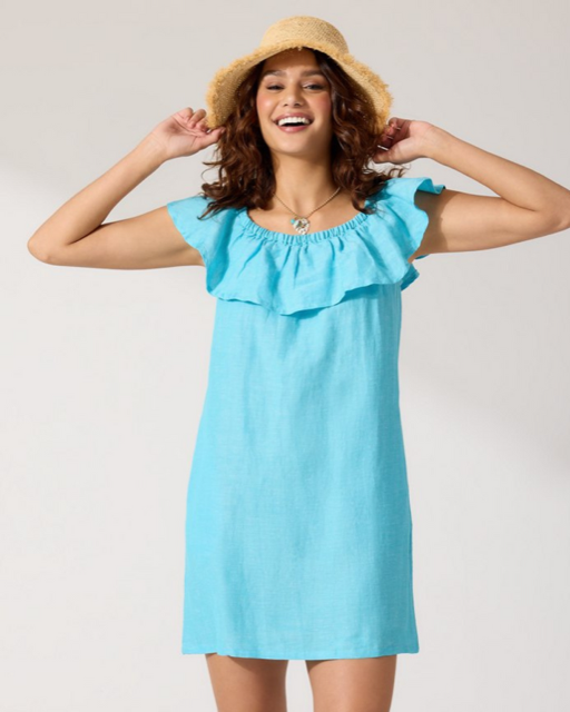 NEW Tommy Bahama Blue Linen Blend Off Shoulder Dress with Pockets Size XS |  eBay