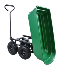 Garden Cart Yard Dump Wagon Cart Lawn Utility Cart Outdoor Steel Heavy Duty