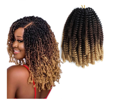 3x Spring Twist Braid Curly Hair Extension Crochet ombre schwarz hellbraun