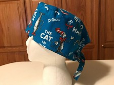 Scrub or Chef Hat Medical Nursing Chemo Skull Cap "Cat in The Hat" Cotton Fabric