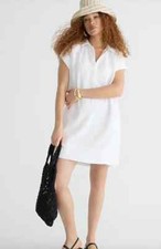 New J.Crew sz PS V-Neck Shirtdress In Soft Gauze White BP865 4582