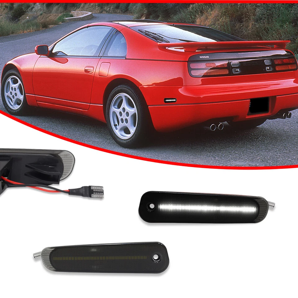 2x Luces de señalización laterales LED blancas humo para parachoques trasero para Nissan 300ZX Z32 1990-1996 Foto 2 de 4