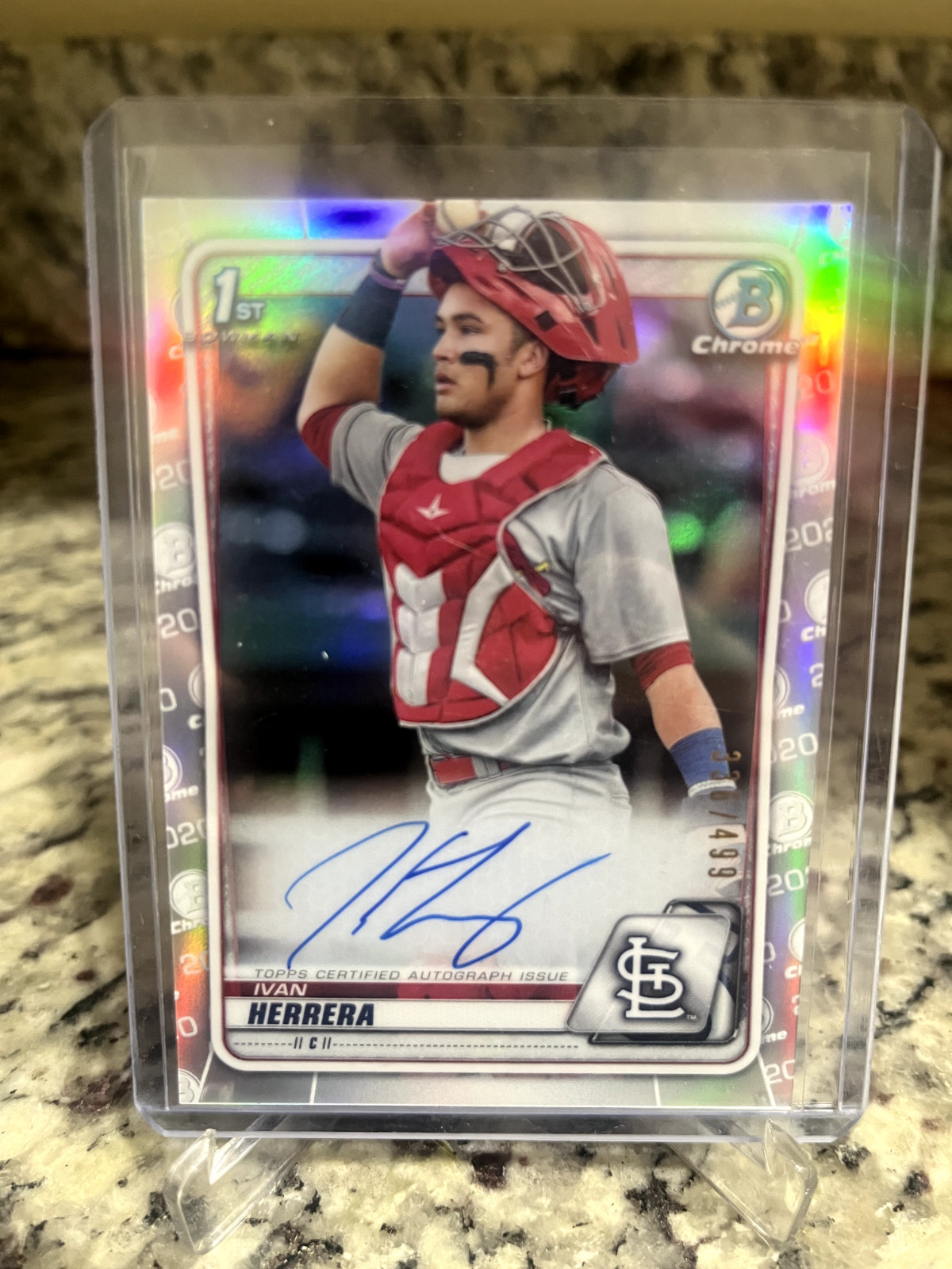 2020 BOWMAN CHROME 1st BOWMAN IVAN HERRERA RC AUTO REFRACTOR /499 #CPA-IH