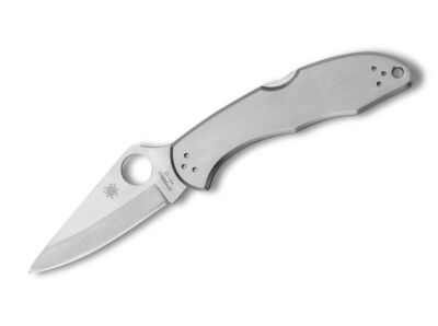 Spyderco Delica 4 Stainless PlainEdge Taschenmesser VG-10 Edelstahl-Griff C11P