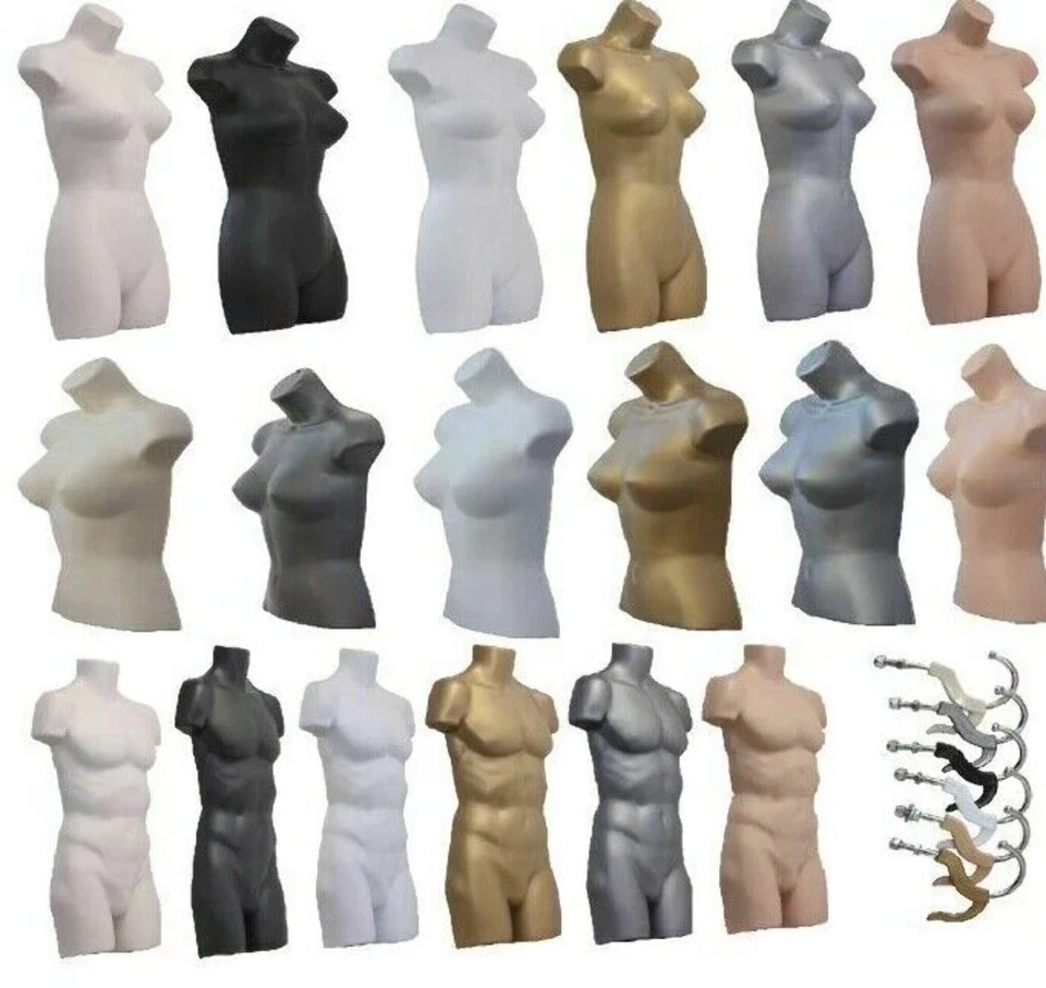 MALE FEMALE KIDS HANGING PLASTIC BODY FORM MANNEQUIN TORSO BUST DISPLAY