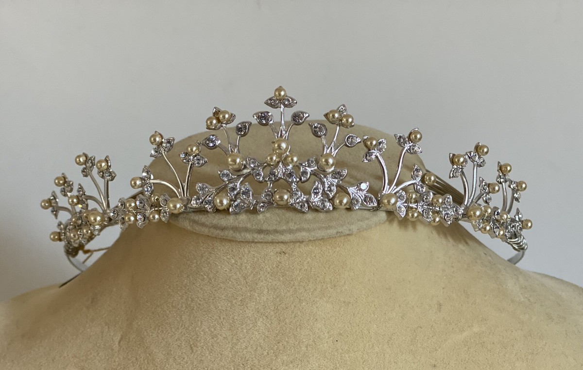 Tiara vintage by Debra Moreland Paris By Debra Moreland Bridal Tiara Crown Ivory Pearl  main image 3