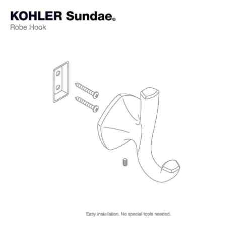 KOHLER Sundae J-Hook Robe in Vibrant Brushed Moderne Brass R31062-2MB - Picture 3 of 7