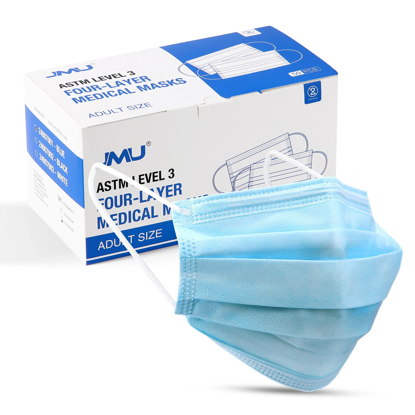 250pcs ASTM Medical Respirator Masks Level 3 Four-Layer Adult Size blue