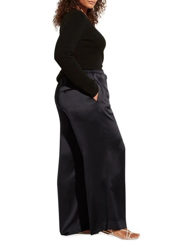 $365 Vince Women Satin Silk Drawstring Pants Coastal Blue Plus Size XXL 2XL NWT - Image 3 of 4