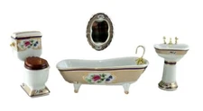 Dolls House Victorian Royal Bathroom Suite Miniature Porcelain 1:12 Furniture