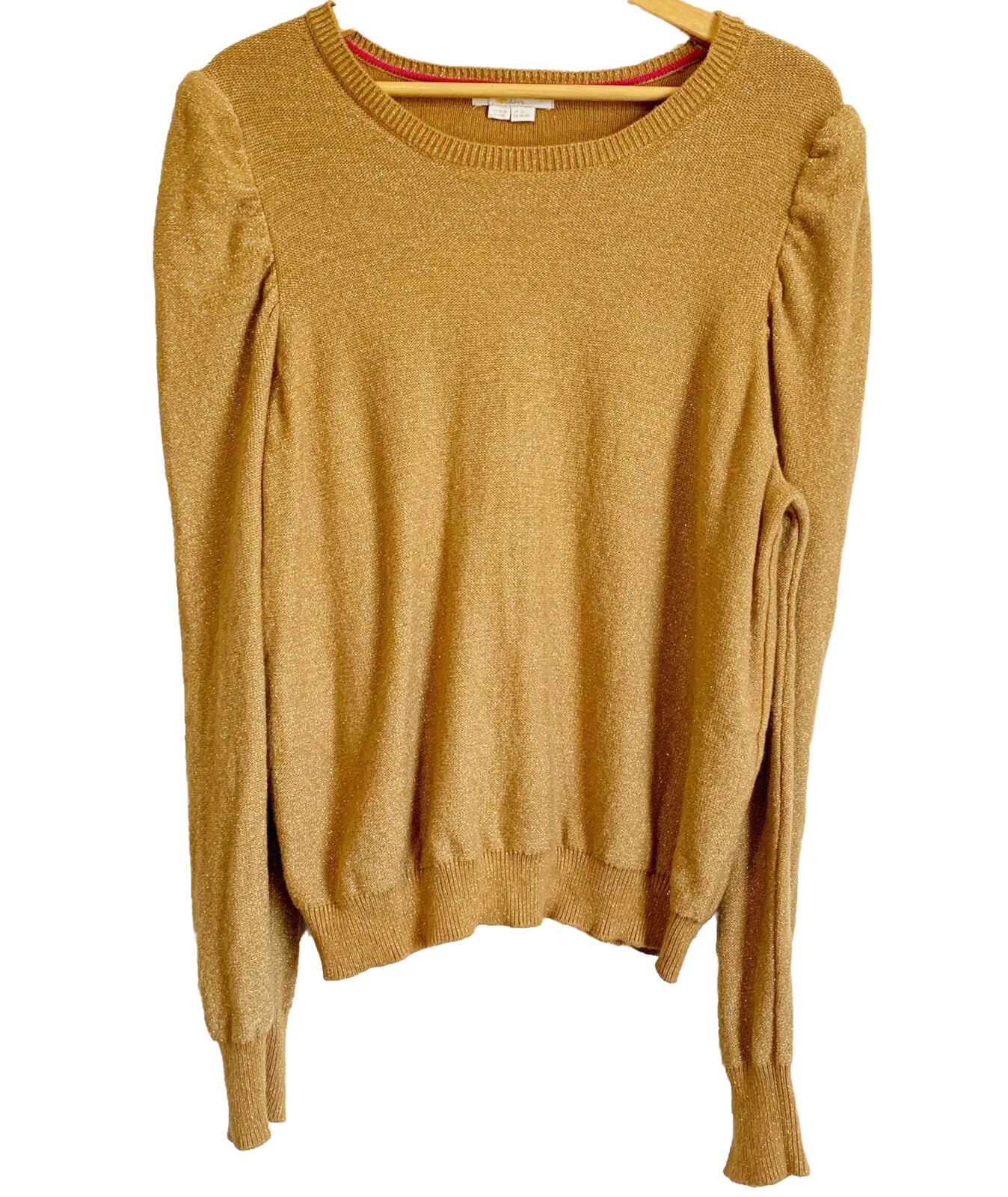 Boden Sparkle Puff Sleeve Sweater SZ 16 / 18 Tan … - image 1