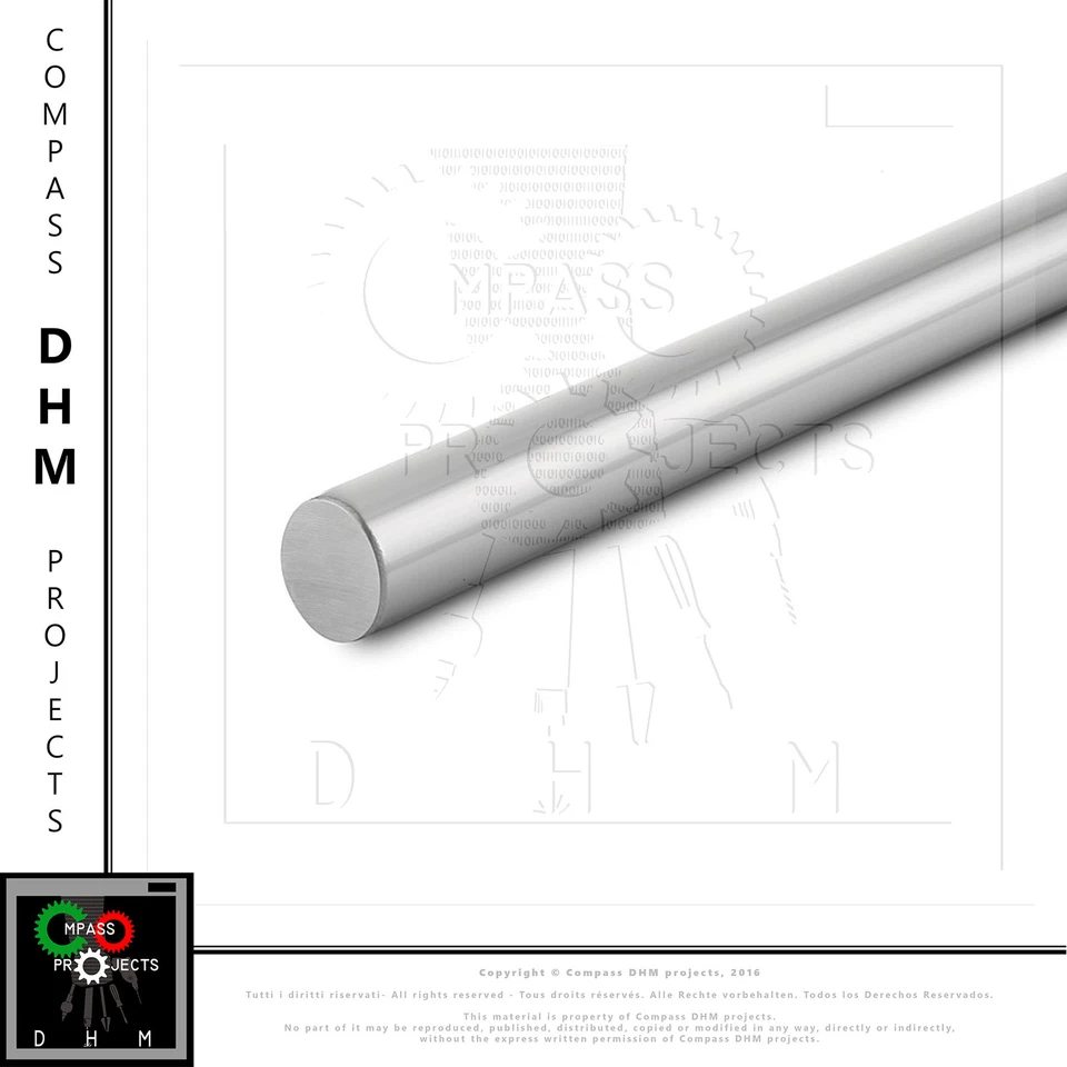 SENZA MARCA Albero tondo D Ø 25 mm acciaio temprato rettificato barra liscia guida 3D CNC