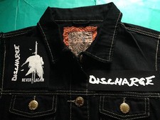 Discharge Never Again Punk Girls' Black Denim Cut-off Patch Waistcoat Sz. 8-16