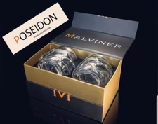 MALVINER POSEIDON Luxury Whiskey Glasses set of 2 Old Fashioned Vintage Rocks 