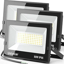 Ustellar 3 Pack 80W Led Flood Lights Outdoor Bright 24000LM Security Lights IP66